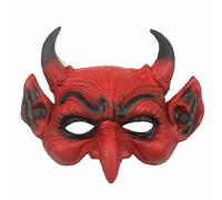 Masque de démon d'Halloween en mousse effrayant rouge demi-visage en corne de bélier pour fête, cosplay, costume de démon pour homme et femme, masque de fantôme en corne, demi-masque de diable pour