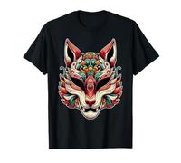 Masque de démon japonais Kitsune Fox Yokai Devil Hannya Oni Masque T-Shirt