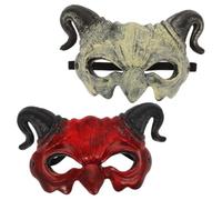 Masque de Diable Demi-visage à Cornes, Célébration Halloween Cosplay | Mousse Caoutchouc, Look Démon Complet, Portable et Respirant, pour Carnaval, Scène, Déguisement