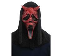 Masque de diable en strass pour adulte avec visage de fantôme | Masque effrayant rouge standard