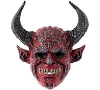 Masque de Diable réaliste et Effrayant avec Corne de bœuf pour Halloween, Mascarade, Accessoires Cosplay, 13, 4 x 14, 6 Pouces