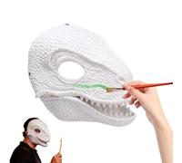 Masque de dinosaure en latex souple pour carnaval - Mâchoire mobile - Masque de tyrannosaure Rex - Masque de bouche mobile en latex - Blanc
