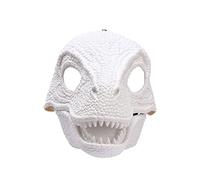 Masque de Dinosaure Masque D'Halloween Masque de Dinosaure en Latex Souple Masque de Tête de Dinosaure Mobile à Mâchoire Mobile Masque de Tyrannosaure Rex, Masque de Bouche (Blanc)