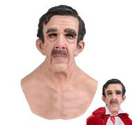 Masque de farce en latex de vieil homme effrayant pour Halloween - Visage humain réaliste pour créer une atmosphère festive pour les maisons hantées, le théâtre