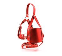 Masque De Fesseln En Cuir Avec Bâillon Bouche Extrême Gag Godemiché En Silicone Balle,Masque Fétiche Réglable Avec Bâillon Balle,Sextoys Pour Femme Couples Jeux Sexuels Extrêmes (Rouge)