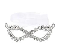 Masque de Fête à Strass Blanc en Alliage pour Carnaval et Performance Scénique, Décoratif et Facile à Porter, Accessoire Élégant pour Soirée Masquée