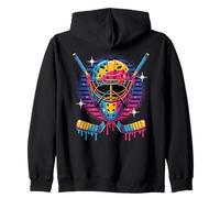 Masque de gardien de but de hockey Vaporwave Goutte à la peinture Sweat à Capuche