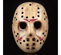 Masque de hockey Freddy vs Jason en résine pour Halloween, fête de danse, accessoires de masque (beige)