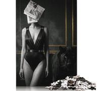 Masque de Journal Femme Panthère Puzzle 1000 Pièces, Jeu Familial