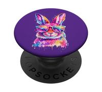 Masque de Lapin avec Lunettes Tie Dye Happy Easter Day Holiday PopSockets PopGrip Adhésif