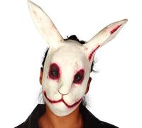 Masque de lapin d'horreur Accessoire de costume d'Halloween Design d'animal effrayant Décoration effrayante, couleur : blanc