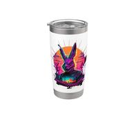 Masque de lapin noir coucher de soleil graphique style horreur Gobelet isotherme en acier inoxydable double paroi
