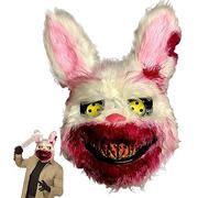 Masque de Lapin Sanglant Horreur pour Enfant Adulte, pour Halloween Carnaval Cosplay Mascarade en Peluche