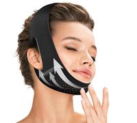 Masque de levage réutilisable avec mentonnière pour dormir, lifting du visage, empêche l'affaissement et l'exercice de la mâchoire, rose clair (noir, M)