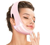 Masque de levage réutilisable en V Line avec mentonnière pour dormir, lifting du visage, empêche l'affaissement et l'exercice de la mâchoire, rose clair (rose clair, taille M)