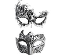 Masque de mascarade en dentelle, costume de masque - 2X Couvre-visages avec bandeau pour les yeux masqués | Accessoires de fêtes de masque de costume, ensemble de couvre-visages de couple pour la perf