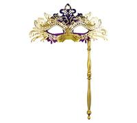 Masque de mascarade masque sexy sur bâton en métal à main le masque de mardi gras masque détachable masque masquée masque pour costume de fête accessoires dorés violet