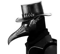 Masque de médecin de la peste en cuir noir à long nez d'oiseau masque de peste Steampunk Halloween Costume masque pour adulte