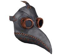 Masque de médecin de la peste Steampunk en latex pour Halloween - Long nez Punk, Noir 2, Taille Unique