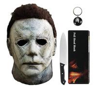 Masque de Michael Myers pour Adultes - Halloween 1978, Masque Complet de Visage d'horreur Halloween en Caoutchouc Latex Avec Cheveux - Couteau et Porte-clés Inclus