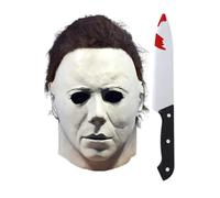 Masque de Michael Myers pour Halloween - Masque d'horreur effrayant en latex - Costume de Michael Myers avec couteaux classiques - Costume de Michael Myers pour adultes