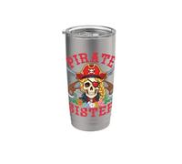 Masque de mort avec cœur et inscription « Pirate Sister » Gobelet isotherme en acier inoxydable double paroi