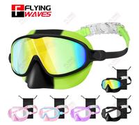Masque de natation en silicone avec couvre-nez, lunettes de plongée à large champ de vision, anti-buée, UV400, sans fuite, pour enfants et tout-petits de 3 à 12 ans Green-blue clear