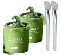 Masque de nettoyage en profondeur de bulle de basilic Holy, basilic et eau gazeuse pour purifier les pores et les points noirs, nourrit la peau, contrôler l'excès d'huile, bulles doucement (2Pcs)
