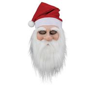 Masque de Noël, masque de Noël, masque de Noël, masque de Père Noël, masque intégral en latex avec barbe et chapeau rouge pour adulte