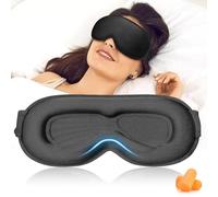 Masque de Nuit, Cache Yeux pour Dormir Avec Bandeau Réglable,Zero Pression-Design Ergonomique 3D, Masque Yeux Doux et Confortable, Masque de Sommeil pour Hommes et Femmes-Noir