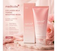 Masque de nuit coréen Medicube Collagen Milk Toning Wrapping Mask 75 ml, masque facial hydratant de nuit, éclaircissant, raffermissant et soin pour une peau de verre