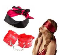 Masque de nuit en satin et menottes moelleuses - Design ajustable - Doux et respectueux de la peau - Ensemble de sommeil élégant et confortable - B203