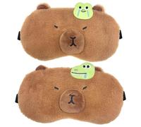 Masque de Nuit Enfant, 2 Pcs Capybara Masques de Sommeil Mignon Cache Yeux pour Dormir, Cute Capybara Sleeping Mask, Respirant pour Filles Garçons Maison Voyager Sieste