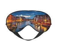 Masque de nuit imprimé Venise en soie pour les yeux - Bandeau élastique en satin doux - Pour la sieste de voyage - Pour homme et femme