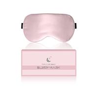 Masque de Nuit, Masque de Sommeil Antiallergique et Occultant en Soie Pure à 100%, Avec Bandeau Réglable, Convient Aux Hommes et Aux Femmes (Rose)
