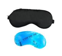Masque de nuit Masque for les yeux en soie, Patch de couverture for voyage, relaxation, bandeau for, masques d'aide au sommeil avec sac glace, ombre légère for femmes et hommes(Black)