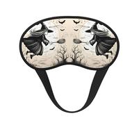 Masque de nuit noir pour les yeux avec imprimé sorcière volante pour dormir en avion, masque de sommeil en polyester pour la maison et les voyages
