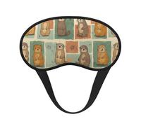 Masque de nuit rétro à motif loutre et carré coloré en tissu composite avec bordure noire et élastique, unisexe