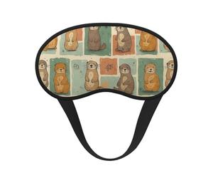 Masque de nuit rétro à motif loutre et carré coloré en tissu composite avec bordure noire et élastique, unisexe