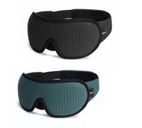 Masque de nuit soie Masque de sommeil 3D bloquant la lumière, masque for les yeux en mousse à mémoire de forme, aide au sommeil de voyage rembourré doux(2PC-Black and Green)