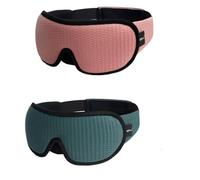 Masque de nuit soie Masque de sommeil 3D bloquant la lumière, masque for les yeux en mousse à mémoire forme, aide au voyage rembourré doux pour une nuit complète(2PC-Pink and Green)