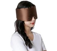 Masque de nuit soie Masque de sommeil en soie de mûrier, patch oculaire bloquant la lumière, masque doux rembourré, aide au sommeil de voyage(Coffee)