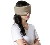 Masque de nuit soie Masque de sommeil en soie mûrier, patch oculaire bloquant la lumière, masque doux rembourré, aide au voyage pour une nuit complète(Apricot)