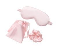 Masque de nuit soie Masque for les yeux en soie imitée for femmes, ensemble de 3 pièces, patchs for, masque facial, bandeau for, repos voyage, couverture for nuit pour une nuit complète(Light Pink)