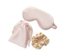 Masque De Nuit Soie Masque for les yeux en soie imitée for femmes, ensemble de 3 pièces, patchs for, masque facial, bandeau for, repos voyage, couverture for nuit pour dormir la nuit(Champagne)