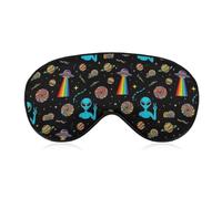 Masque de nuit souple et respirant, motif arc-en-ciel spatial, OVNI et extraterrestre, idéal pour les voyages et les femmes et hommes. Ce masque de sommeil sans pression ne provoque aucune pression.