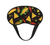 Masque de nuit unisexe en tissu composite à bordure noire, motif dinosaure taco, avocat et piment, avec élastique.