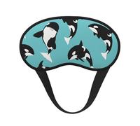 Masque de nuit unisexe en tissu composite à motif orque adorable, bord noir et élastique.