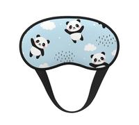Masque de nuit unisexe en tissu composite à motif panda mignon et nuage, bord noir, avec élastique.