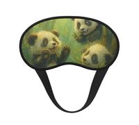 Masque de nuit unisexe en tissu composite de bambou avec motif adorable petit panda et bordure noire, avec élastique.